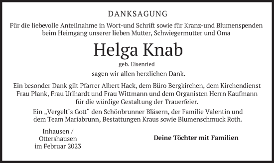 Traueranzeige von Helga Knab von merkurtz