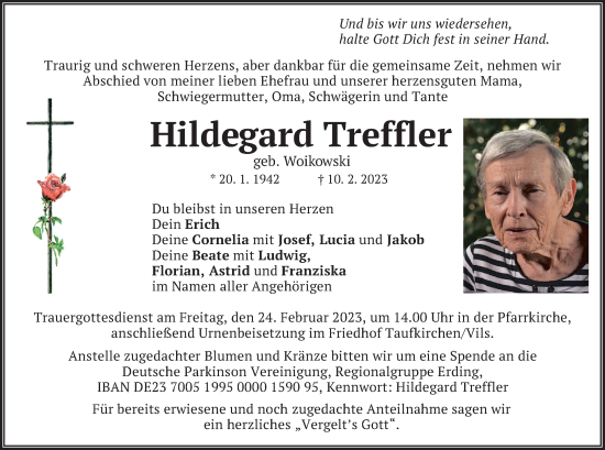 Traueranzeige von Hildegard Treffler von merkurtz