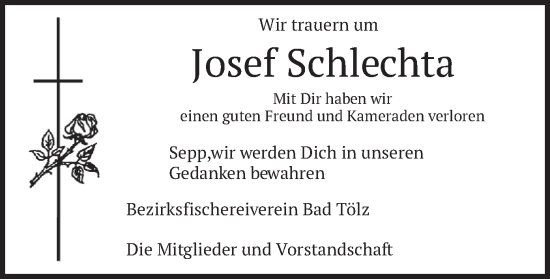 Traueranzeige von Josef Schlechta von merkurtz
