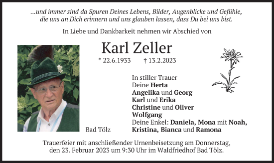 Traueranzeige von Karl Zeller von merkurtz