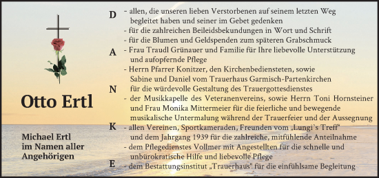 Traueranzeige von Otto Ertl von merkurtz