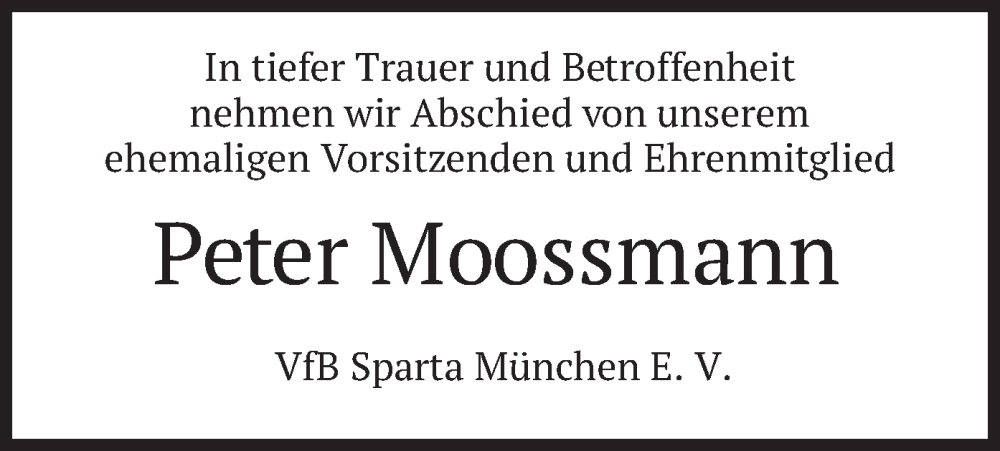  Traueranzeige für Peter Moossmann vom 11.02.2023 aus merkurtz