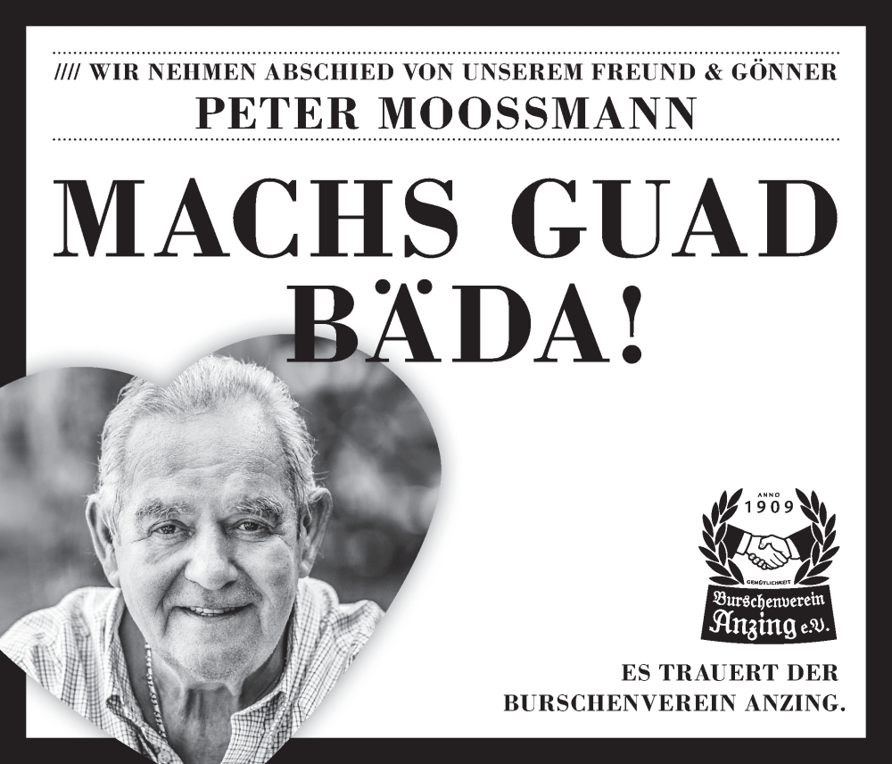  Traueranzeige für Peter Moossmann vom 11.02.2023 aus merkurtz
