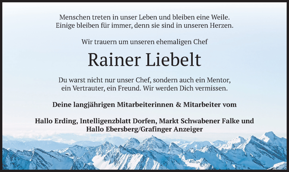  Traueranzeige für Rainer Liebelt vom 25.02.2023 aus merkurtz