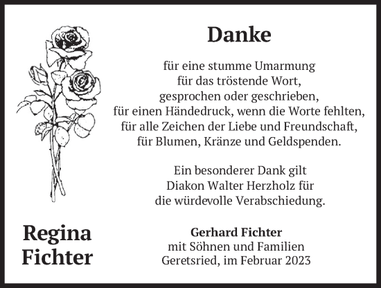 Traueranzeige von Regina Fichter von merkurtz