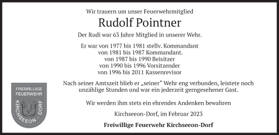 Traueranzeige von Rudolf Pointner von merkurtz