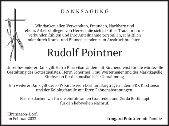 Traueranzeige von Rudolf Pointner von merkurtz