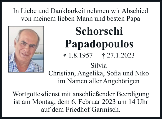 Traueranzeige von Schorschi Papadopoulos von merkurtz
