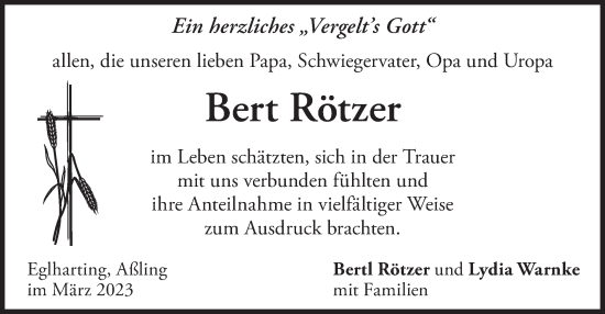 Traueranzeige von Bert Rötzer