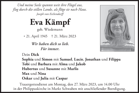 Traueranzeige von Eva Kämpf von merkurtz