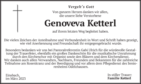 Traueranzeige von Genoveva Ketterl von merkurtz