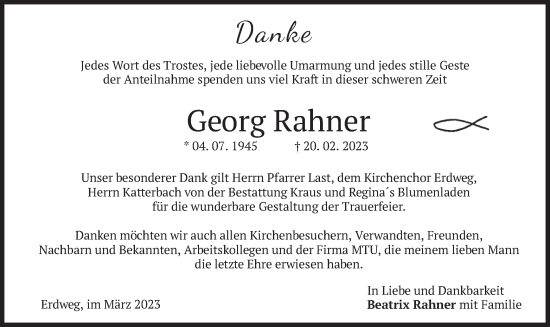 Traueranzeige von Georg Rahner von merkurtz