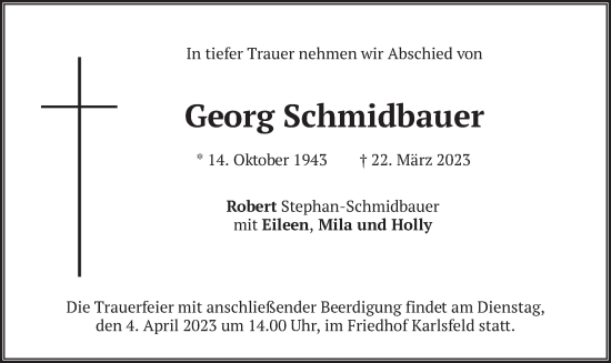 Traueranzeige von Georg Schmidbauer von merkurtz