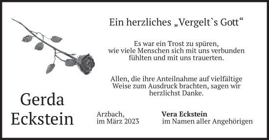 Traueranzeige von Gerda Eckstein von merkurtz