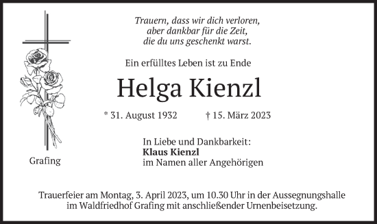 Traueranzeige von Helga Kienzl von merkurtz