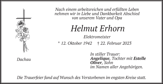 Traueranzeige von Helmut Erhorn von merkurtz