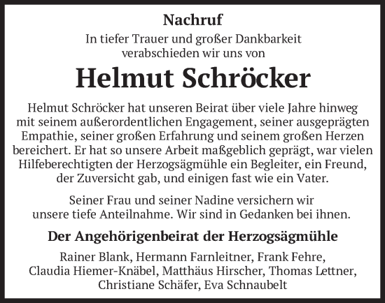 Traueranzeige von Helmut Schröcker von merkurtz