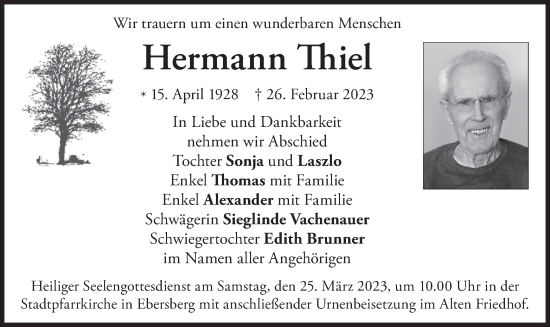 Traueranzeige von Hermann Thiel