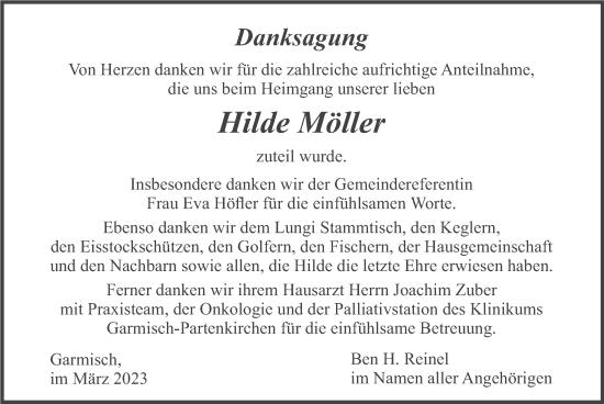 Traueranzeige von Hilde Möller