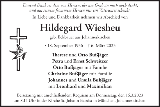 Traueranzeige von Hildegard Wiesheu von merkurtz