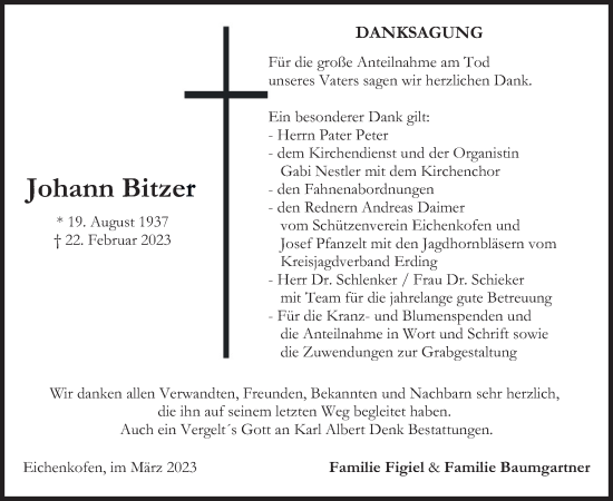 Traueranzeige von Johann Bitzer von merkurtz