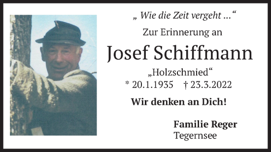 Traueranzeige von Josef Schiffmann von merkurtz