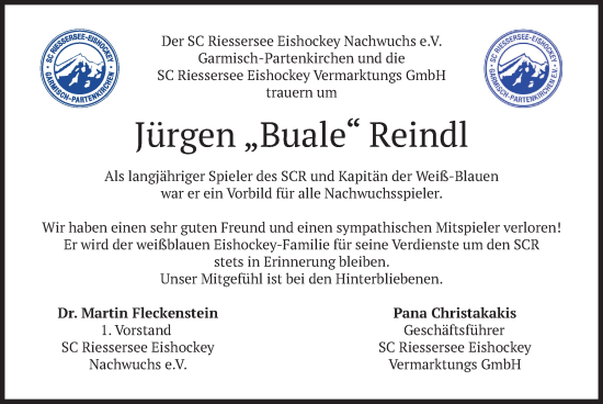 Traueranzeige von Jürgen Reindl von merkurtz