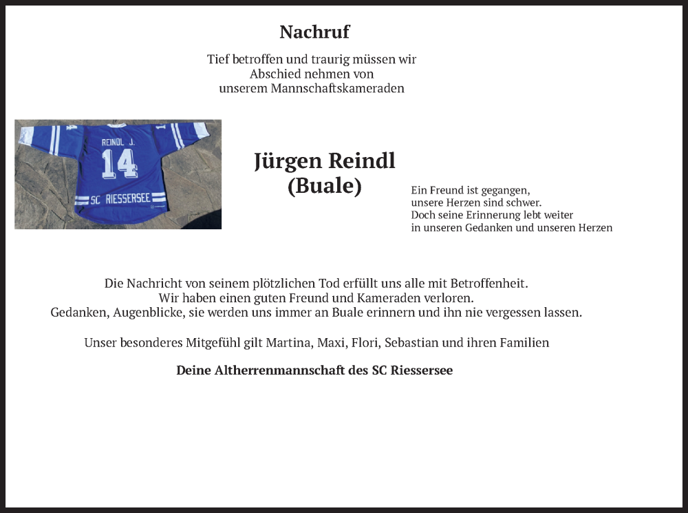  Traueranzeige für Jürgen Reindl vom 25.03.2023 aus merkurtz
