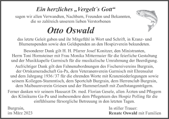 Traueranzeige von Otto Oswald von merkurtz