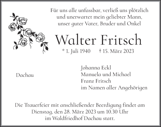 Traueranzeige von Walter Fritsch von merkurtz