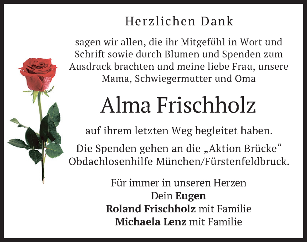  Traueranzeige für Alma Frischholz vom 01.04.2023 aus merkurtz