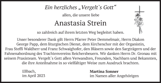 Traueranzeige von Anastasia Strein von merkurtz