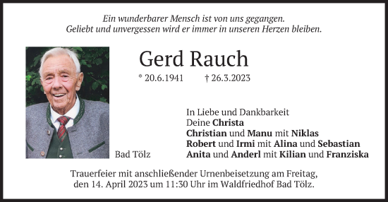 Traueranzeige von Gerd Rauch von merkurtz