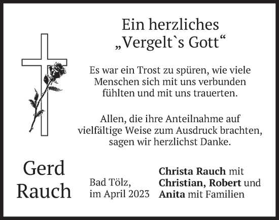 Traueranzeige von Gerd Rauch von merkurtz
