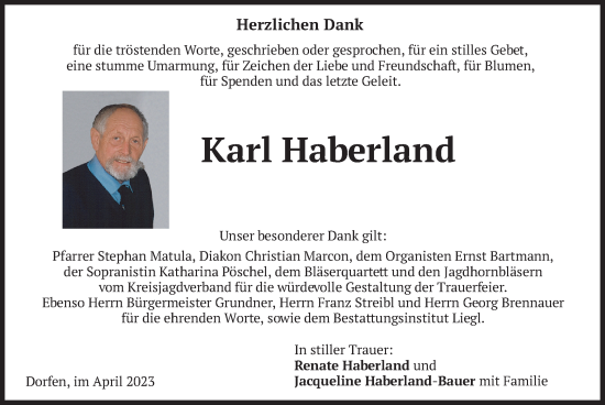 Traueranzeige von Karl Haberland von merkurtz
