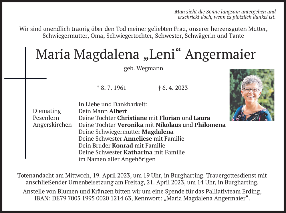 Traueranzeigen Von Maria Angermaier | Trauer.merkur.de