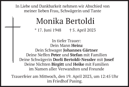 Traueranzeige von Monika Bertoldi von merkurtz