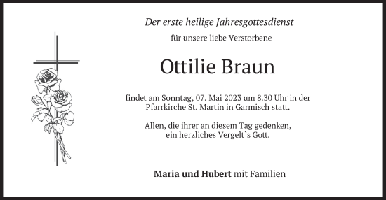 Traueranzeige von Ottilie Braun von merkurtz