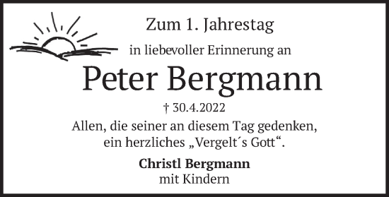 Traueranzeige von Peter Bergmann von merkurtz