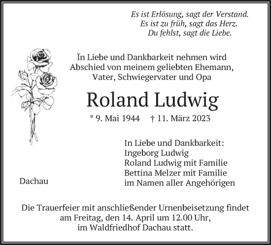 Traueranzeige von Roland Ludwig von merkurtz