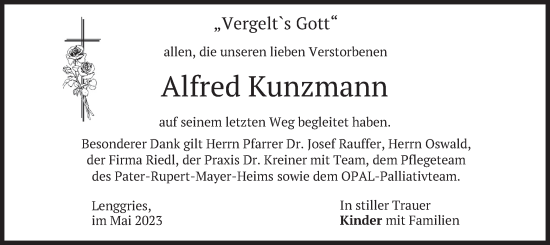 Traueranzeige von Alfred Kunzmann von merkurtz