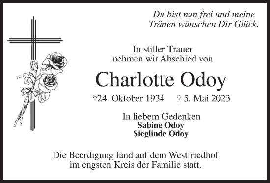 Traueranzeige von Charlotte Odoy von merkurtz