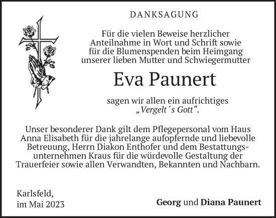 Traueranzeige von Eva Paunert von merkurtz