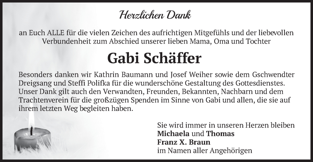  Traueranzeige für Gabi Schäffer vom 20.05.2023 aus merkurtz