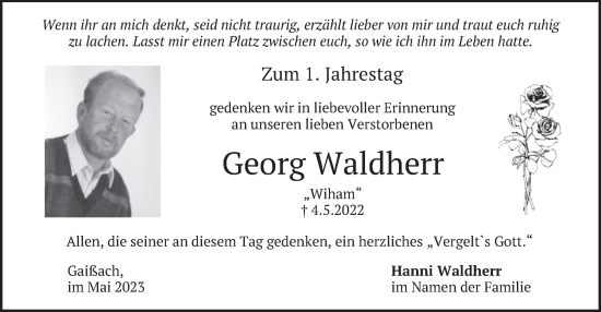Traueranzeige von Georg Waldherr von merkurtz