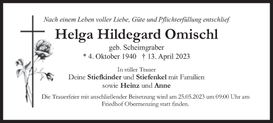 Traueranzeige von Helga Hildegard Omischl von merkurtz