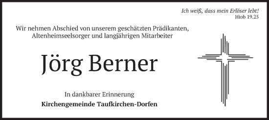 Traueranzeige von Jörg Berner von merkurtz