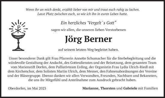 Traueranzeige von Jörg Berner von merkurtz