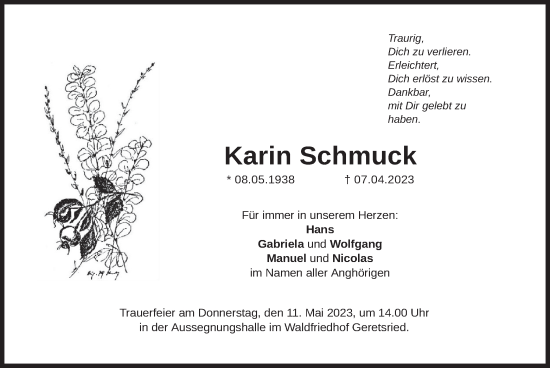 Traueranzeige von Karin Schmuck von merkurtz