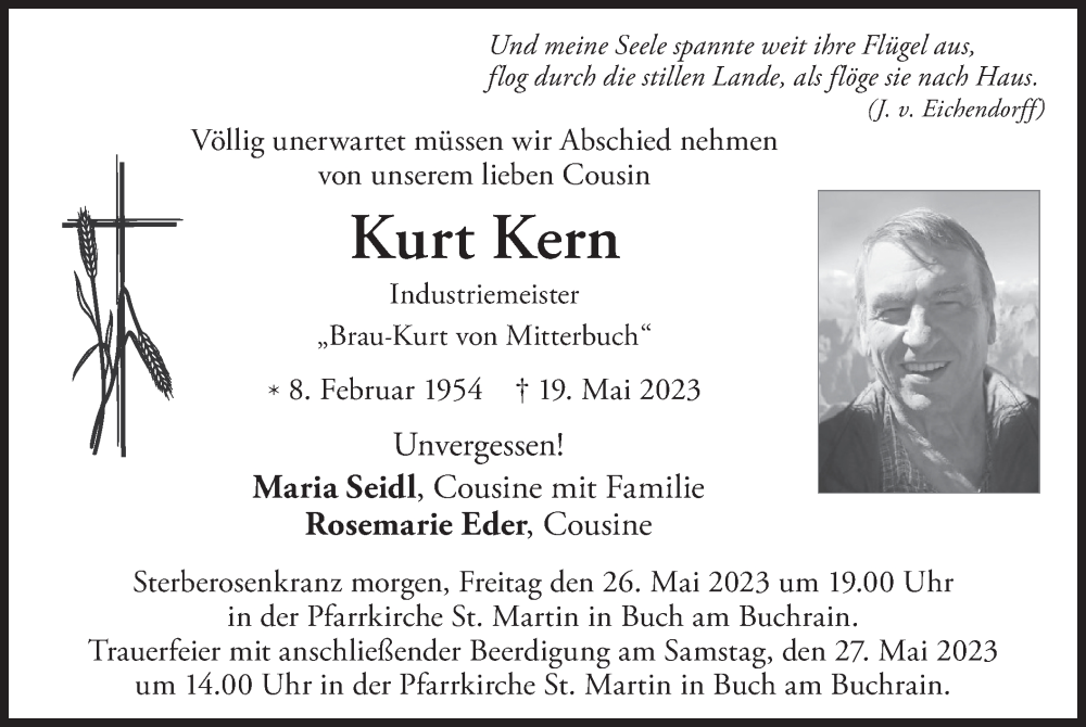  Traueranzeige für Kurt Kern vom 25.05.2023 aus merkurtz